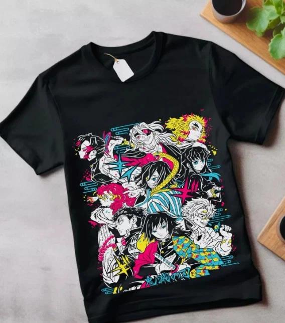 Anime Gyutaro Daki Demon Killer Kawaii Black T Shirt Size S 4XL S