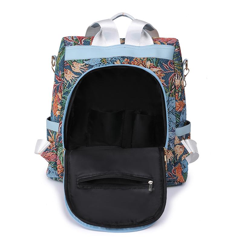 Womens Large Capacity Nylon Backpack Printed Backpack Student Schoolbag