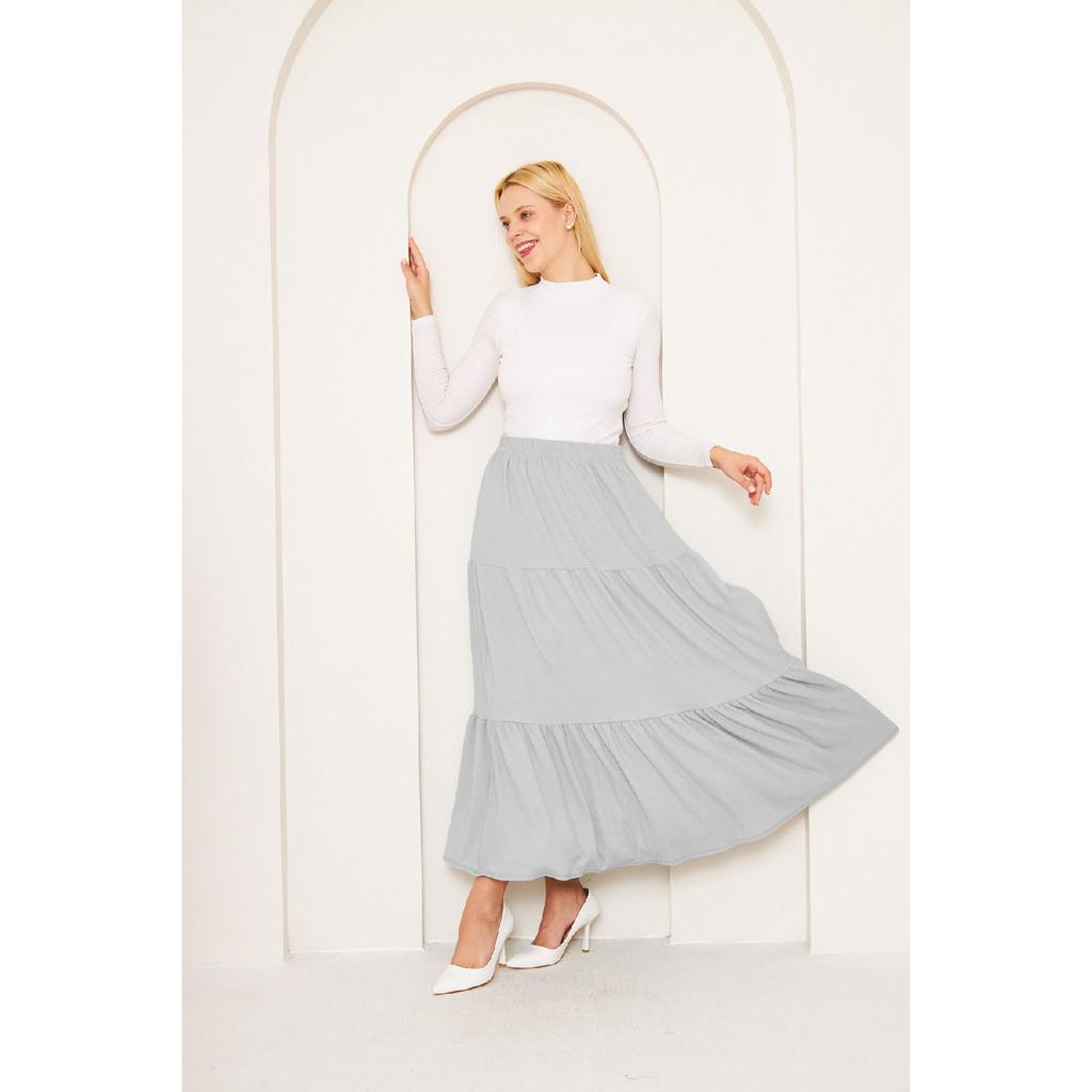 Layered Wrinkled Fabric Skirt, 3 Layer Skirt, Hijab Skirt, Long Skirt, Mother Gift, Lover Gift