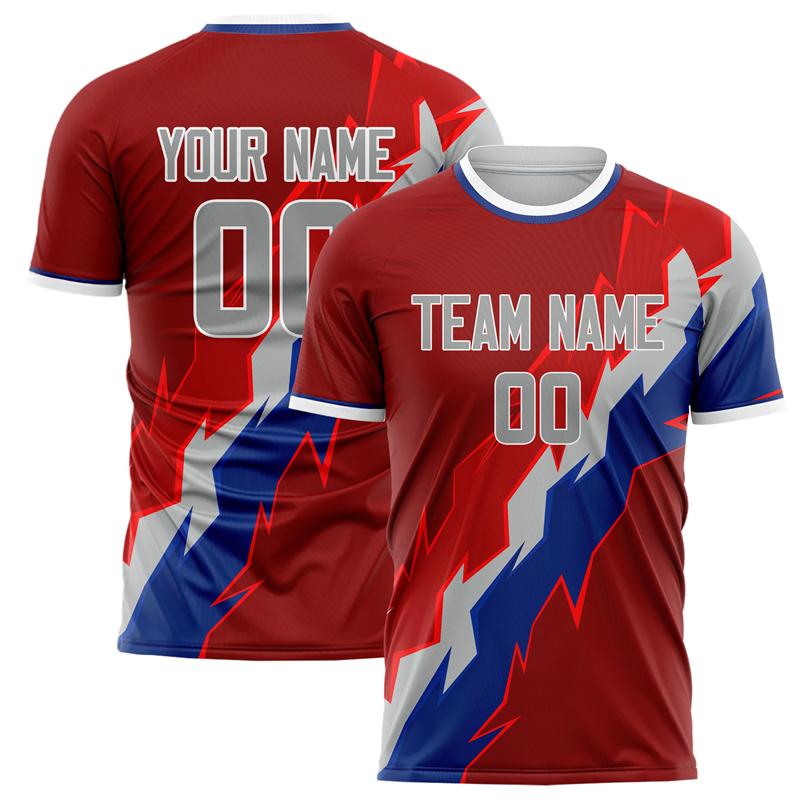 Maglietta da Calcio Personalizzata con Nome Squadra Numero Nome Personalizzata Fai da te Girocollo Magliette Sportive Rosse Vestibilità Larga Asciugatura Rapida Divisa di Squadra