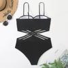 Women's Fashion Solid Color Sexy Swimsuit High Waist Bikini ,With Chest Pad, No Steel Support,