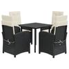 VidaXL Ensemble à Manger de Jardin avec Coussins 5 pcs, Table et Chaises avec Dossier Réglable, Meubles d'Extérieur Patio 3212301