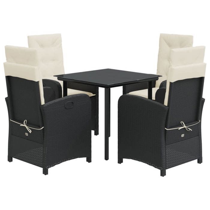 VidaXL Ensemble à Manger de Jardin avec Coussins 5 pcs, Table et Chaises avec Dossier Réglable, Meubles d'Extérieur Patio 3212301