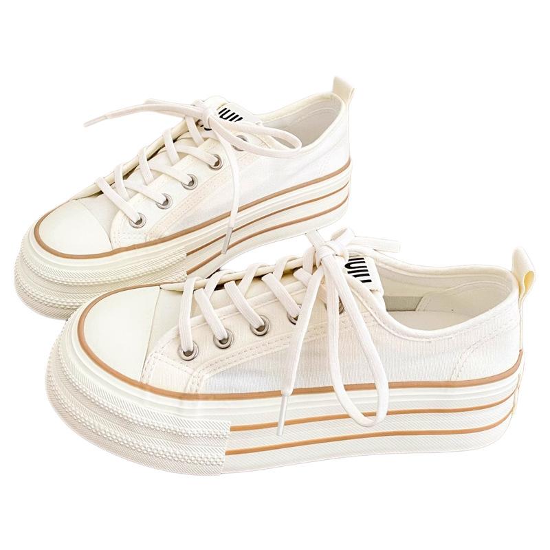 Dopamine canvas shoes women's thin spring and autumn new niche thick-soled heightening board shoes children's versatile