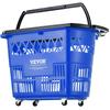 VEVOR Shopping Baskets, 6PCS, 39L Shopping Carts with Handles, Plastic Rolling Shopping Basket with Wheels
