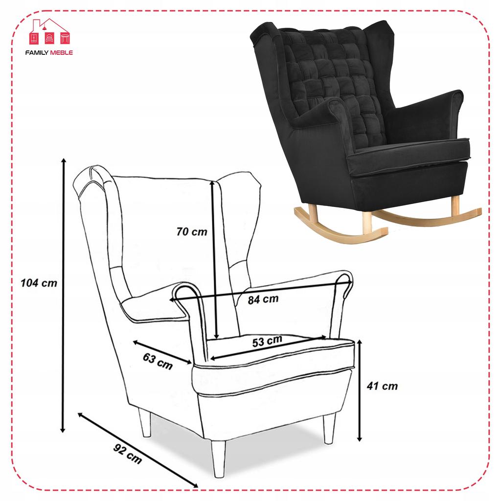 Carol Rocking Chair, Scandinavian, Family Meble, Black, Black