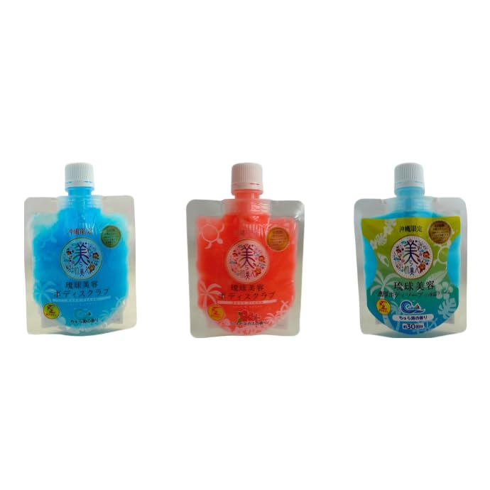 

Rich Moisturizing Body Soap Churaumi 100g + Body Scrub Churaumi Scent 135g + Hibiscus Scent 135g