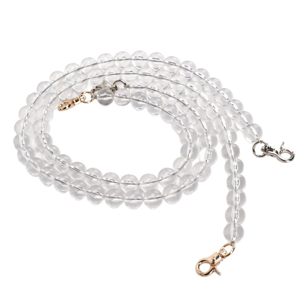 2 Stück Taschenriemen 60cm 24in Austauschbar DIY Acryl Transparent Perlenkette für Handtasche 14mm