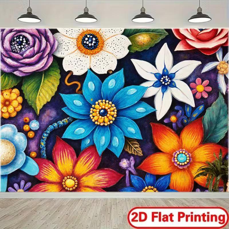 2D Colorful Oil Painting Floral Photography Backdrop