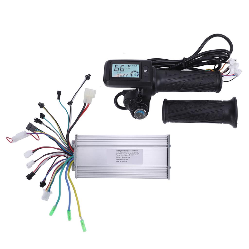 1000W 36V 48V Brushless Speed Motor Controller LCD Display Throttle with Lock for Electric Bike