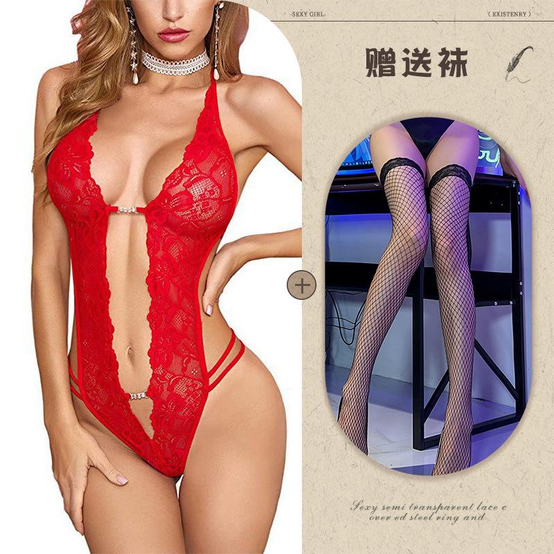 European and American sexy lingerie perspective backless body sculpting lace