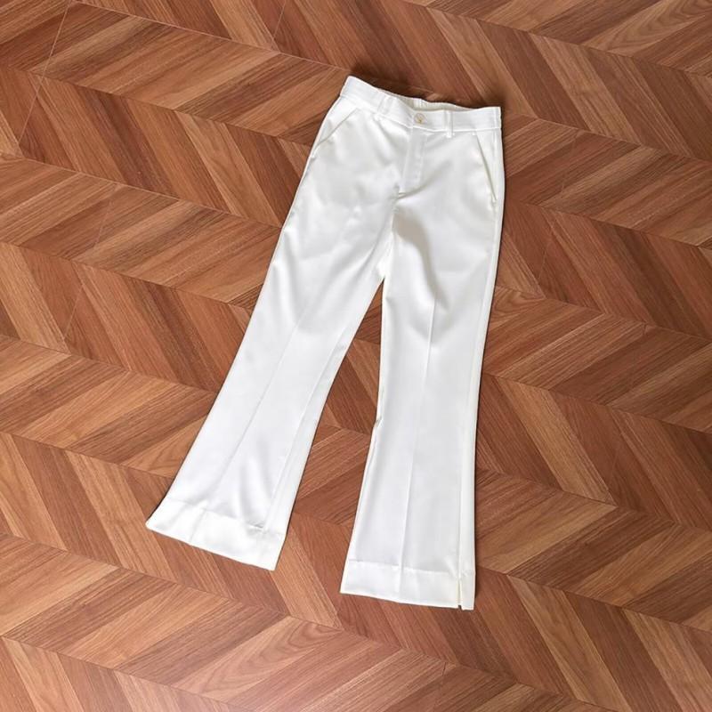 Mens American Style Split Flare Dress Pants Draped Slim Fit Casual Trousers