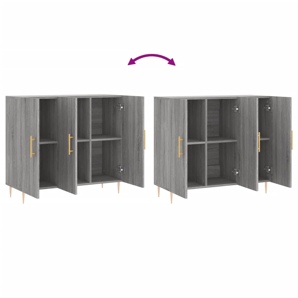 Sideboard Gray Sonoma 90x34x80 Cm Particleboard
