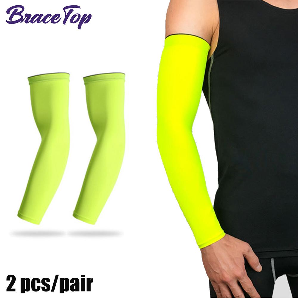 Bracetop 1 Pair Breathable Quick Dry UV Protection Running Arm Sleeves Basketball Sports Arm Guards