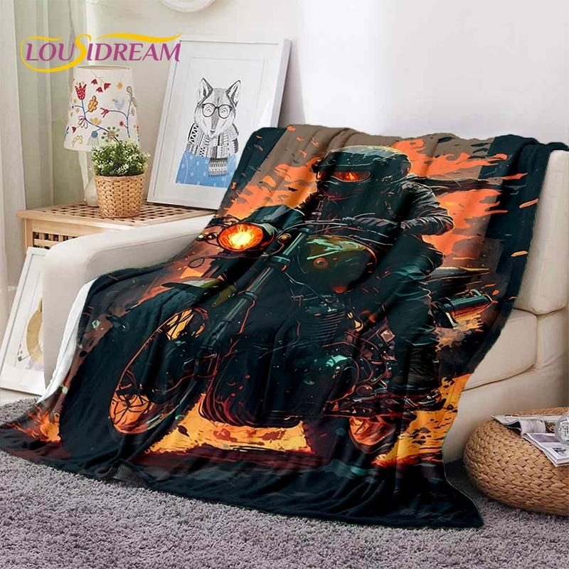 Motocross Modern Retro Motorcycle Soft Blankets,Keep Warm Throw Blanket Comfortable Blanket for Picnic Beds Sofa Home Bedroom