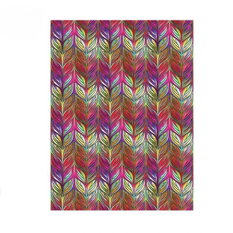 Translucent Self-Adhesive Stained Window Sticker Retro Geometric Pattern Glass Film Home Bathroom Decor Art Privacy Film
