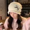 Sweet and Cute Bow Embroidered Knit Hat Autumn and Winter Versatile Warm Hat Outdoor Cold Protection Ear Protection Wool Hat