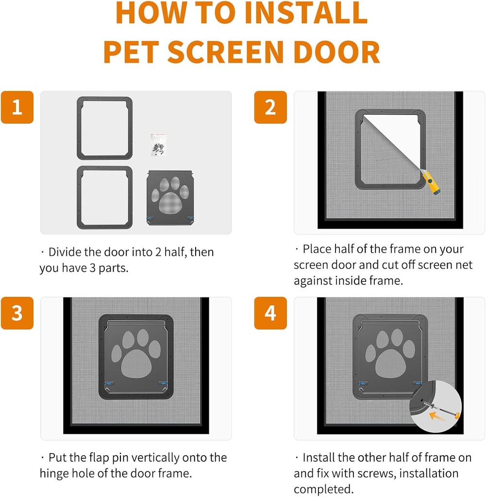 Petleso Dog Door Screen - Pet Door for Screen Dog Door Lockable for Small to Large Pets - Inner 12”×13.5” Black