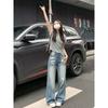 Brother Chun L.G.S.P Style Washed Wide Leg Denim Female 2025 Spring and Summer Stylish High Waist Loose and Slimming Mop Pants