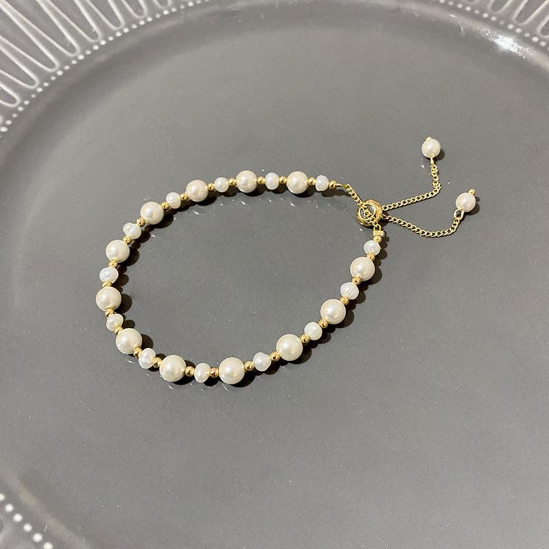 Pull-out Freshwater Pearl Bracelet Women's Light Luxury Beaded Jewelry Retro Temperament Jewelry