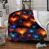 1pc Heart Flames Print Blanket   Lightweight Flannel Throw Blanket For Sofa, Bed, Living Room, Office, Outdoor Travel, Camping
