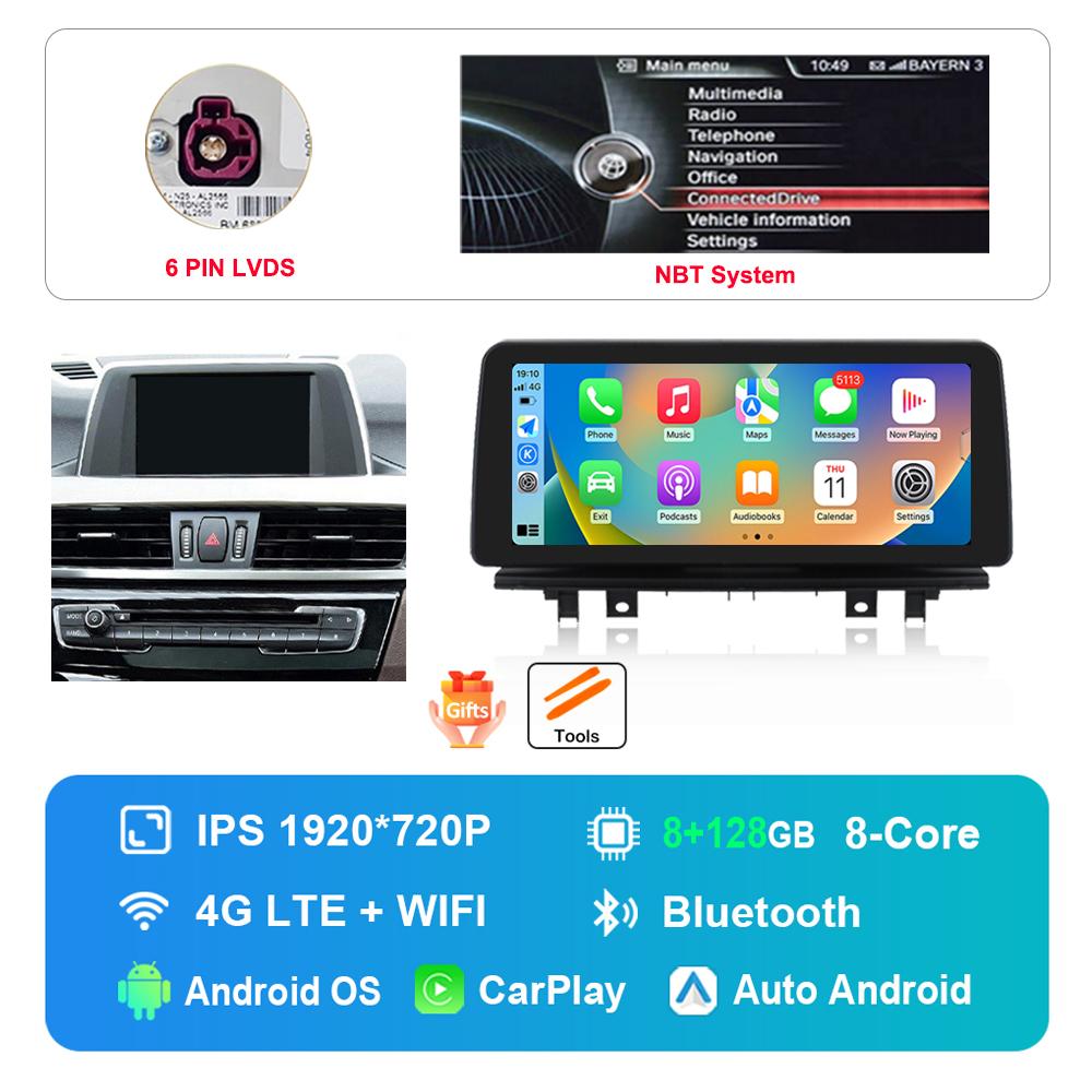 12.3 Inch 1920*720P HD Touch Screen for BMW X1 F48 2016 - 2019 NBT EVO System Android Car Radio Multimedia Player DSP 4G WiFi