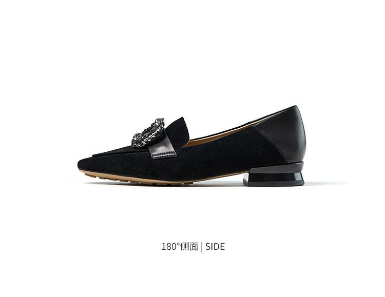Spring Women's Shoes with Rhinestones, Pointed Toes, Low Heels, Thick, Single Order Shoes, Women's Commuting, Loafers, Fashion Shoes, Women's