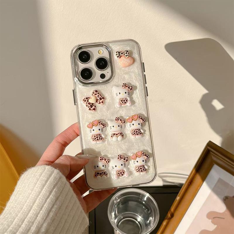 Epoxy Glitter Cartoon Kt Cat Mobile Phone Case For Iphone17Promax Cute Apple 16 Girl Heart 15 Soft