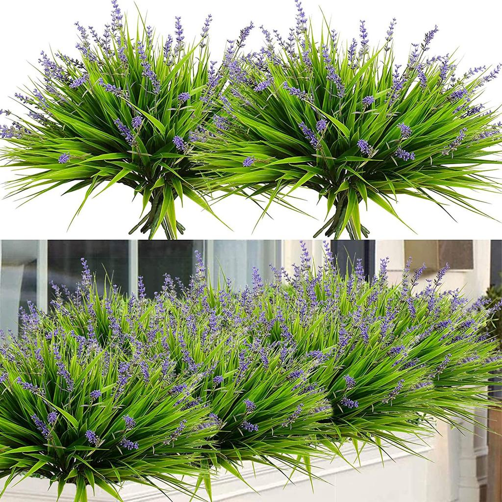 Outdoor Fake Flower Green Plant Spring Grass Lavender Artificial Simulation Plant Monkey Grass Home Decoration Lavender Flower