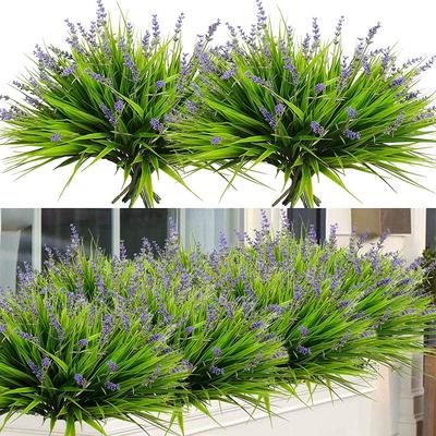 Outdoor Fake Flower Green Plant Spring Grass Lavender Artificial Simulation Plant Monkey Grass Home Decoration Lavender Flower
