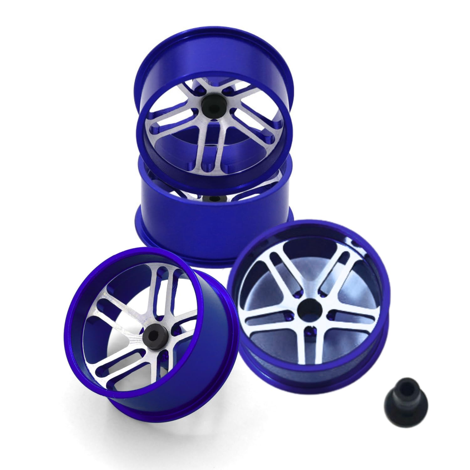 

Колеса Mini 4WD Алюминиевые Большого Диаметра Двойные для Втулок Комплект из 4 [Синие] Низкопрофильные Колеса, 5-спицевые, Низкопрофильные Шины, Диаметр 23,5 мм, Включены,