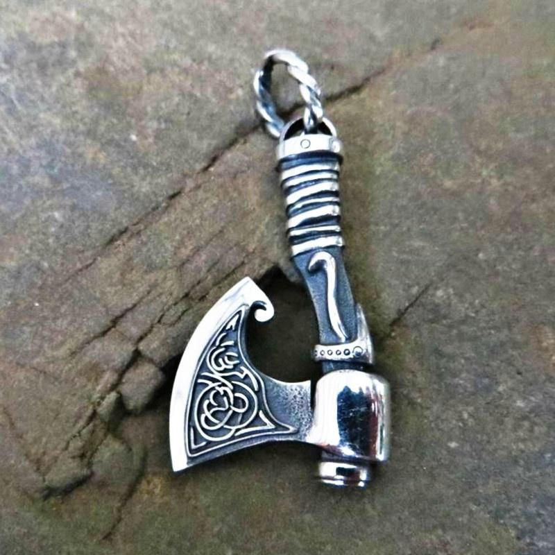 

Винтажное ожерелье из нержавеющей стали 316L с изящным узором, кулон «Викинг Томагавк», мужское ожерелье в стиле панк, славянский амулет, ювелирное ожерелье, мужской подарок