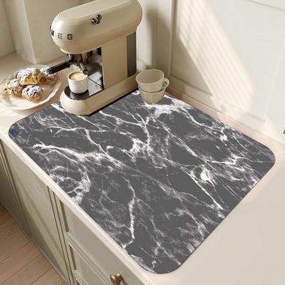 Simple Pattern Pattern Dish Drying Mat Blend Diatom Mud Quick Dry Drain Pad for Kitchen Countertop Decorative Dish Drainer Mat