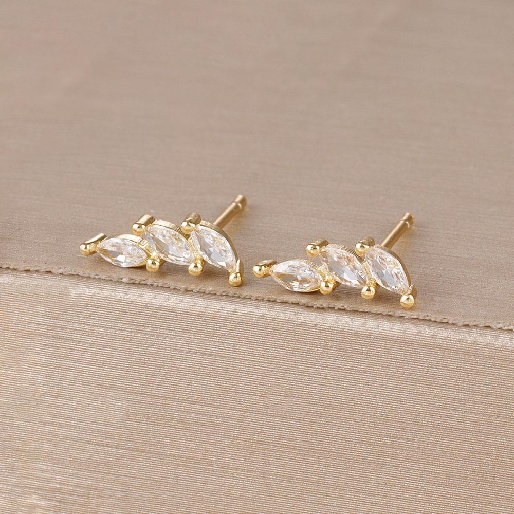 

Exquisite Crystal Leaves Stud Earrings for Women Stainless Steel Horse Eyes Zircon Earring Bride Wedding Jewelry Accessories