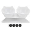 15 Degrees  Inclined Cat Double Bowl Neck Guard Pet Feeding Bowl for Home Pet Shop Living Room(White Base