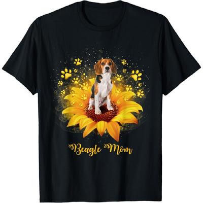 Beagle Mama Sonnenblume mit Hundepfote Muttertag Herren Damen Kinder T-Shirt
