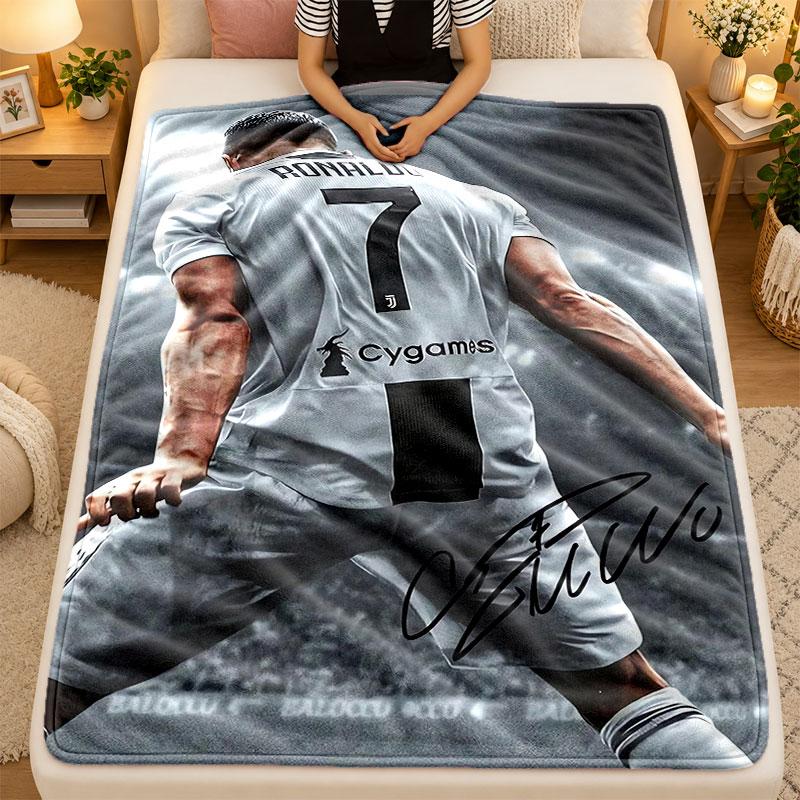 Flannel BlanketCristiano Ronaldo Warm Soft Throw Blanket for Indoor Sofa Bed Living Room Use