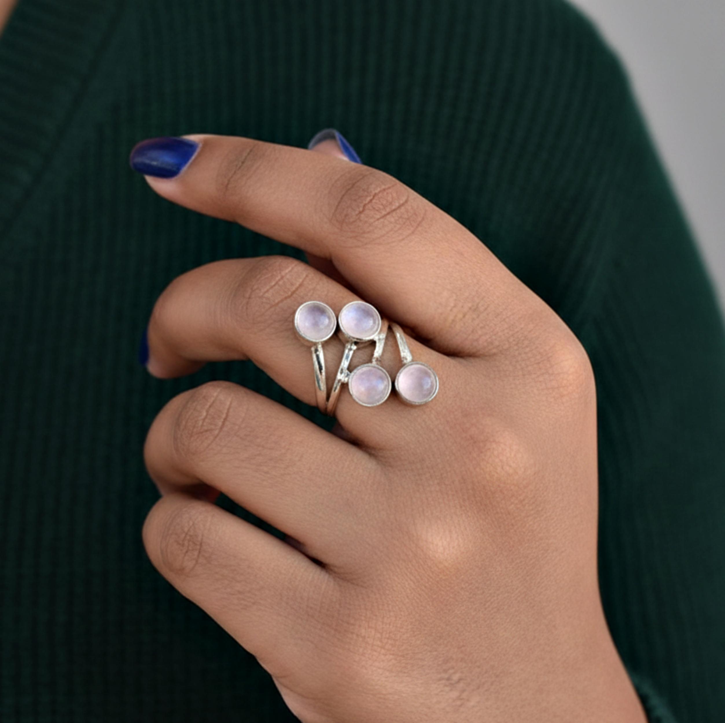 

Rose Quartz Statement Designer Ring, 925 Sterling Silver, Multi Stone Ring for Women, Handmade Jewelry 12 срібний