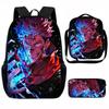 Set Zaino Scolastico Cartone Animato Anime Bambini Leggero Ergonomico Borsa a Spalla Doppia Con Portapranzo Astuccio Tessuto Oxford