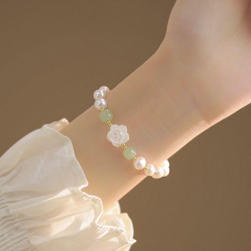 Rose Flower Bead Bracelet for Women, Ins Niche Design, New Summer Versatile Flower Bracelet, Gift for Girlfriend S335Camellia Bracelet