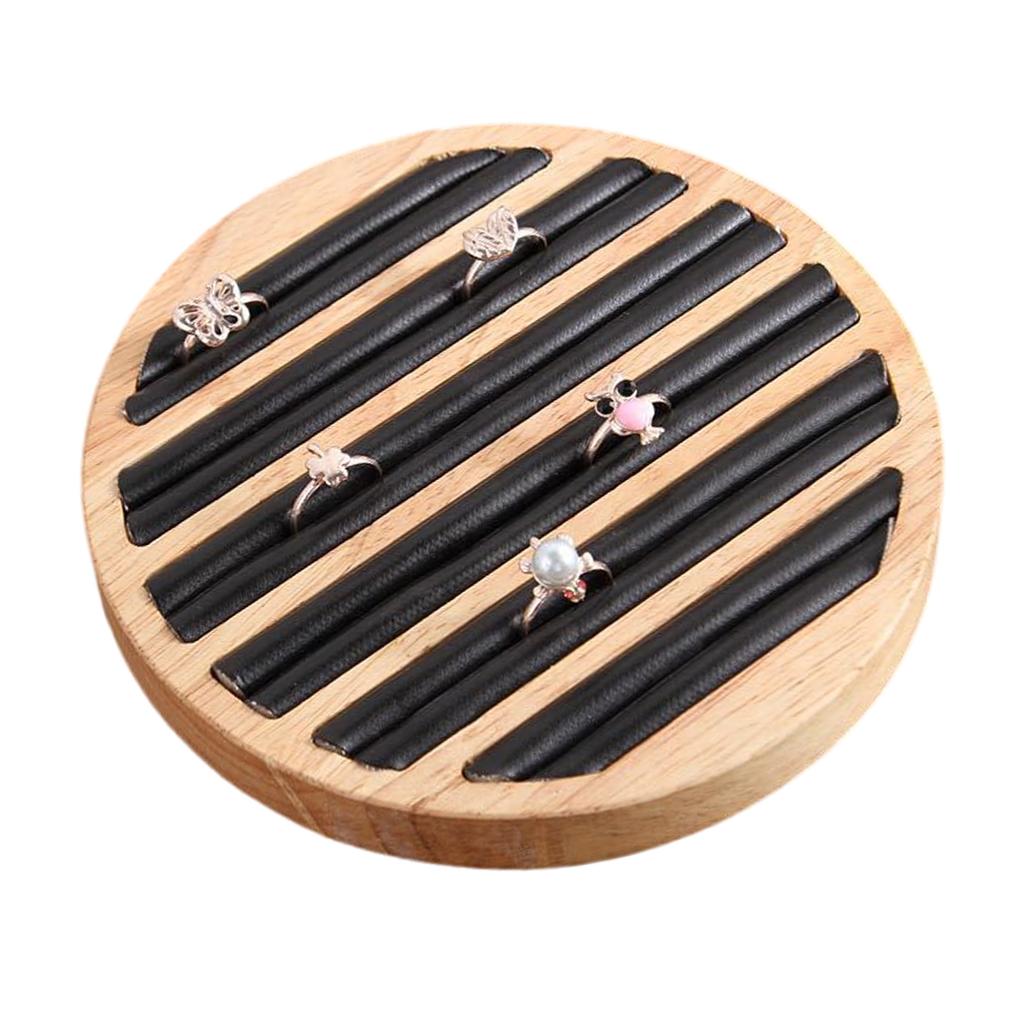 Natural Wood Round Jewelry Storage Tray For Ring Bracelet Earring Collection Decorative Counter Props