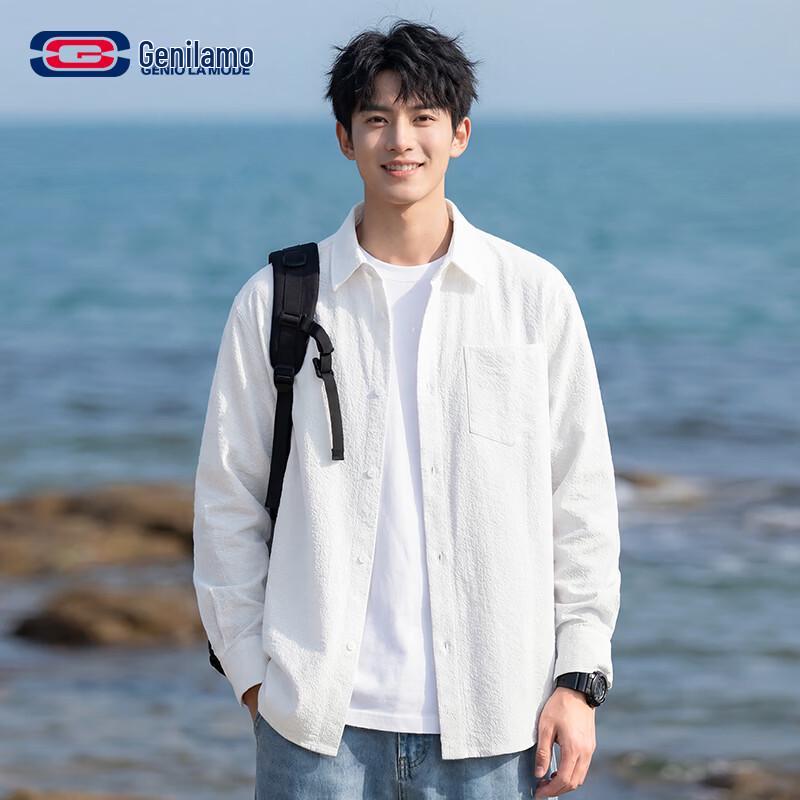 GENIOLAMODE Men s Casual Outdoor Long Sleeve Shirt L