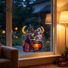 Reusable Holiday Glass Decorations Halloween Witch And Medicine Cauldron Window Sticker, Stained Effect PVC Decal Transparent Texture Film for
