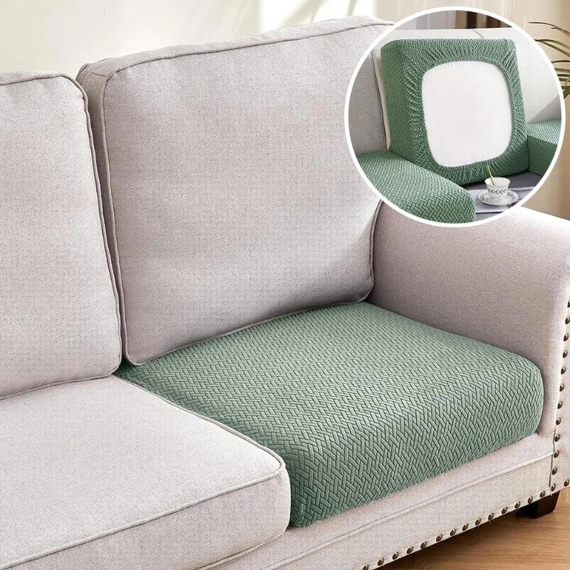 Jacquard Luxury Sofa Covers Elastic Sectional Sofa Seat Case Solid Colors Couch Covers For Sofas Living Room Chaise Lounge Pets