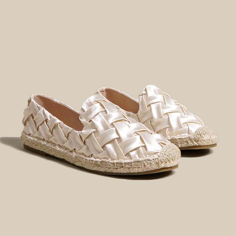 Flat Fisherman Shoes Women's Shoes Big Size Single Shoes Satin Weave One Stirrup Lefse