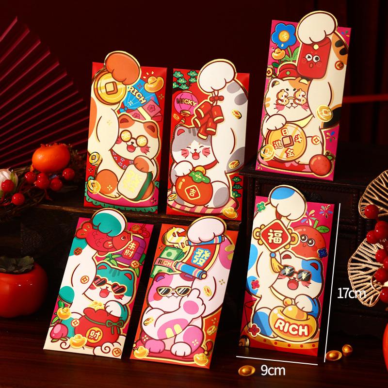 6pcs Chinese New Year Red Envelopes Cartoon Horse Year Hongbao Cute Money Packaging Envelopes Spring Festival Gifts
