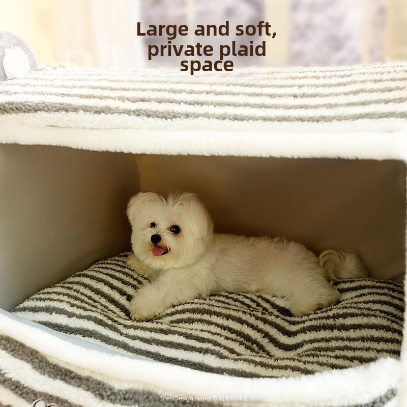 Hund Herbst Winter Gestreift Kleine Ohren Jurte Hundehütte Katze Warm Katzenbett Tiefschlafzelt Haustierbett