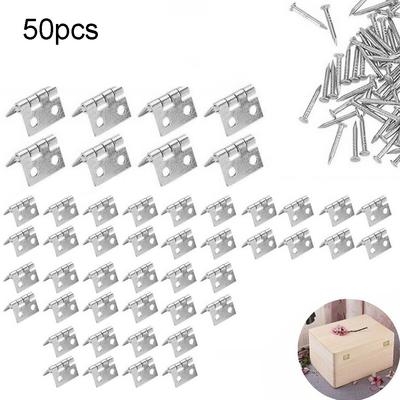 50pcs Brass Hinge DIY Wooden Box Hinges Small Craft Door Box Jewelry Chest Dollhouse Music Box Hinge Silver Gold Hardware