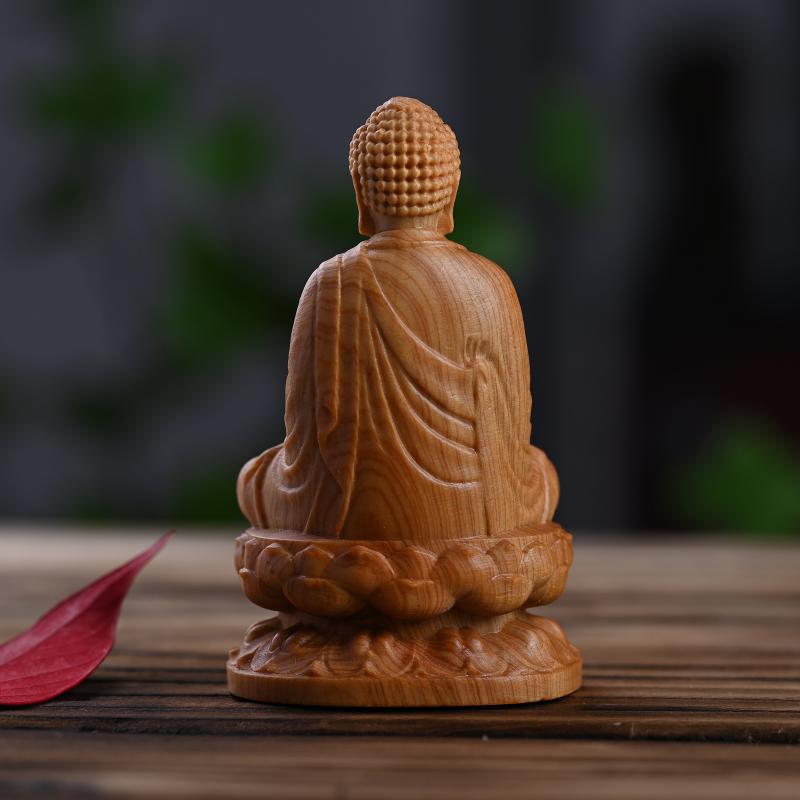 Minimalist Solid Wood Guanyin Statue Hand Carved Wooden Ornament for Home Living Room Interior Decoration