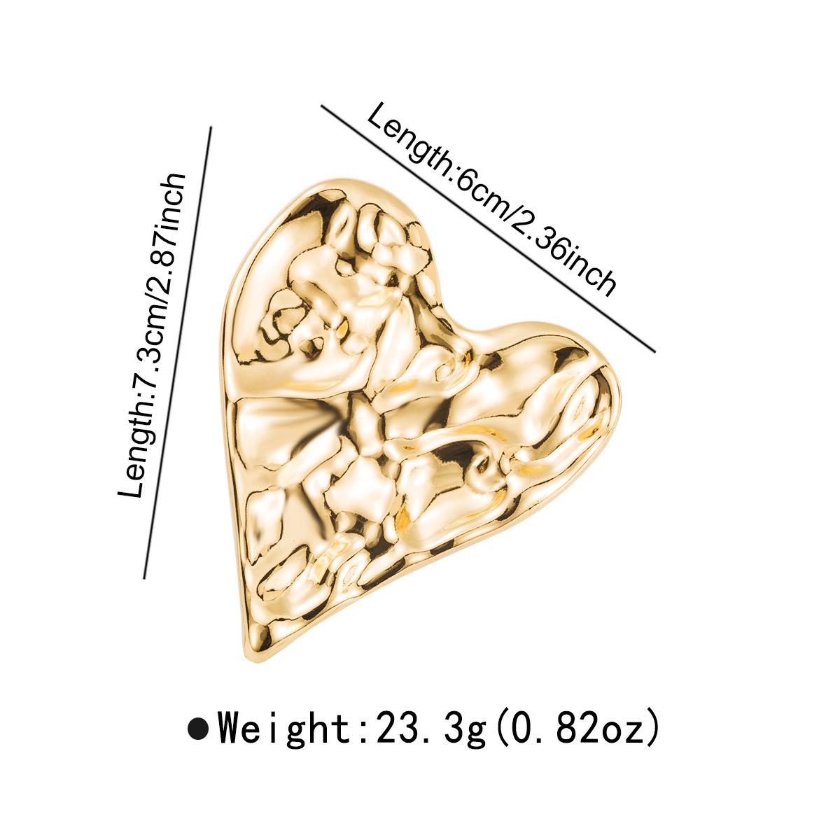 Женская Мода Минималистичная Неправильная Плиссированная Брошь в Форме Сердца Роскошная Высококачественная Нержавеющая Сталь Аксессуары для Одежды Элегантные Украшения золотой